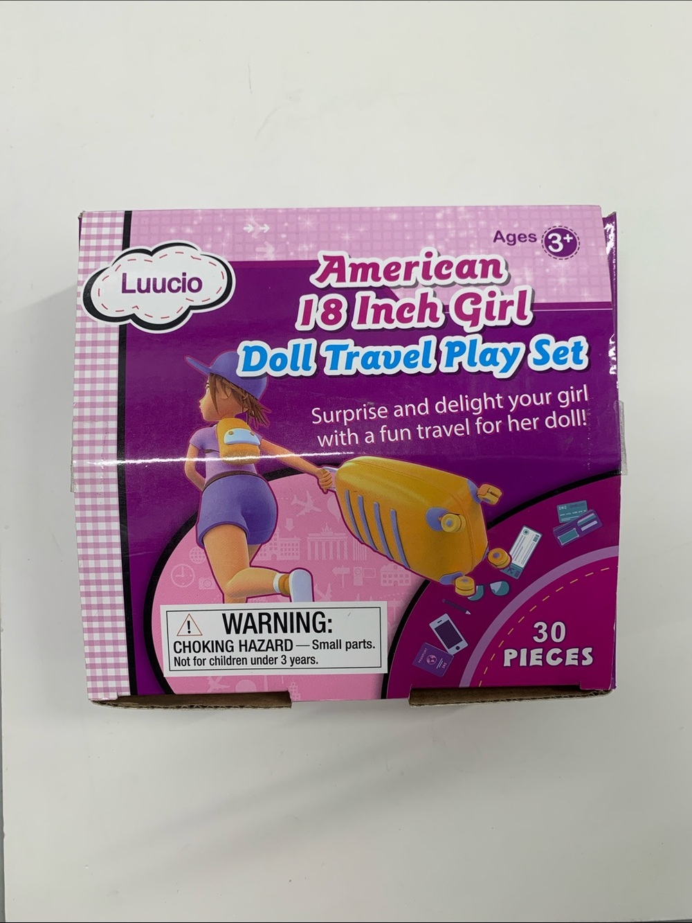 American 18 Inch Girl Doll Travel Play Set - Purple